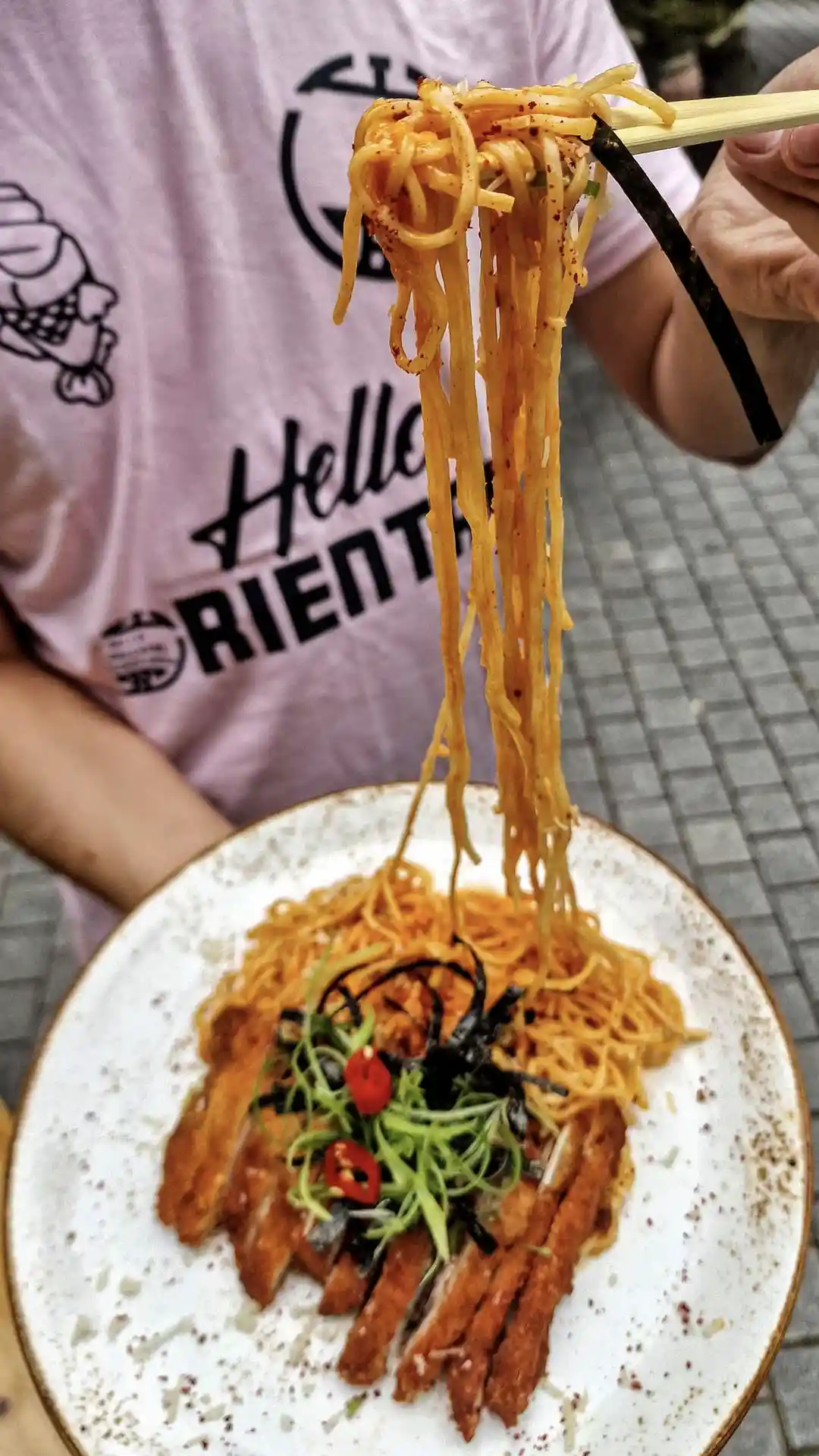 Hello Oriental: Spicy Korean Carbonara Ramen With Chicken Katsu / Prawn Katsu